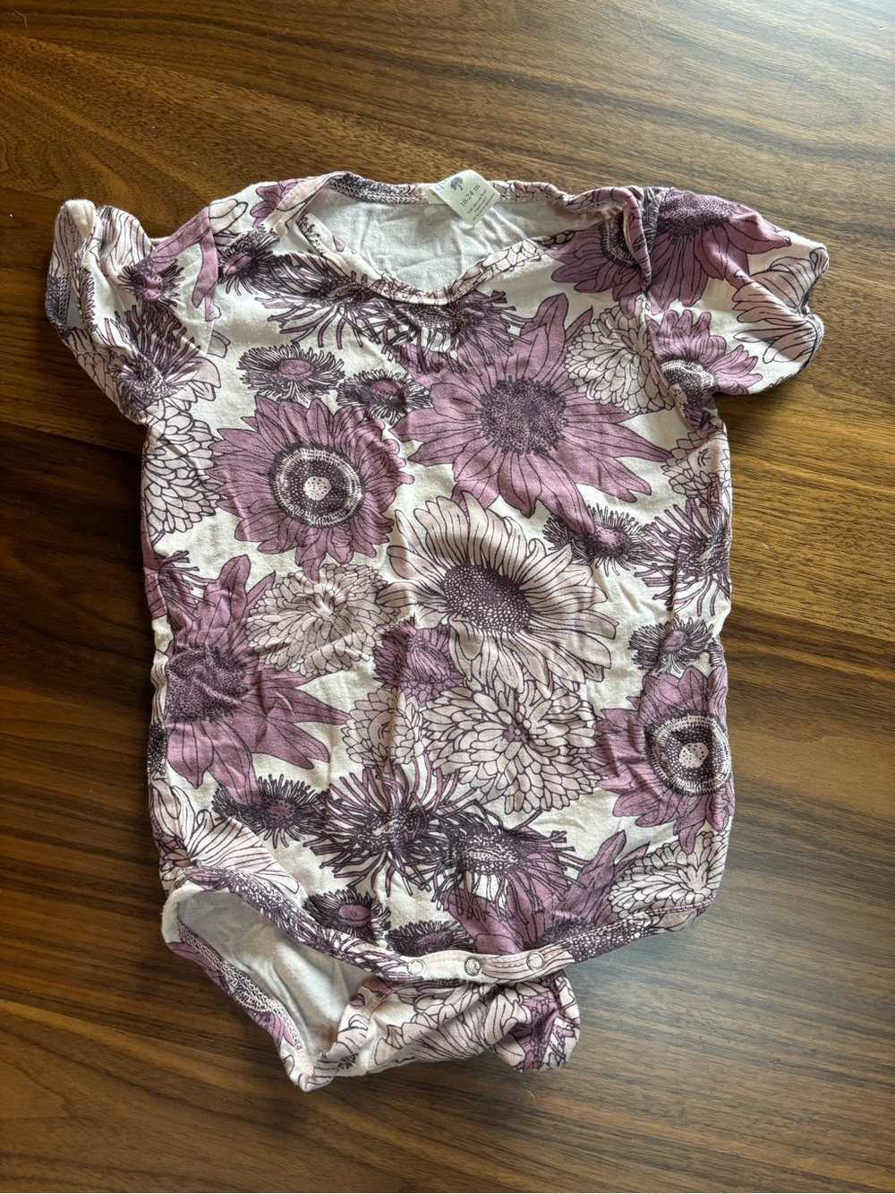 kate quinn Floral Print One-Piece Bodysuit in Mauve and Cream